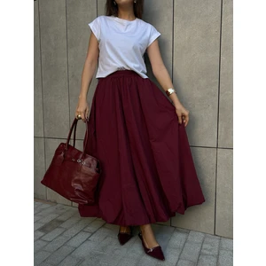 Kadın Bordo Lastikli Uzun Balon Etek 29004