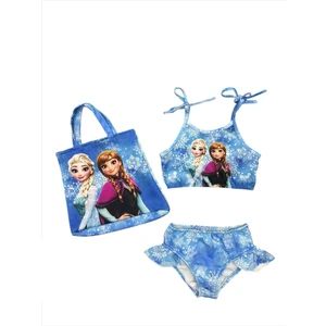 Arya Nisa Kids Kız Çocuk Çantalı Frozen Karakterli Mavi Bikini Takım