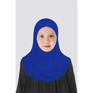 Betül Akbay Kız Çocuk Pratik Başörtü Pamuklu Meryem Model Saks Mavi