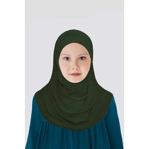 Betül Akbay Kız Çocuk Pratik Başörtü Pamuklu Meryem Model Haki