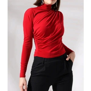 peri tower Kadın Dik Yaka Büzgülü Bluz