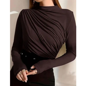 peri tower Kadın Dik Yaka Büzgülü Bluz