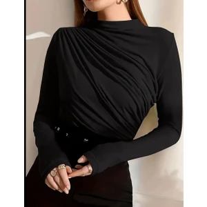 peri tower Kadın Dik Yaka Büzgülü Bluz