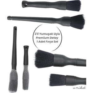 2'li Yumuşak Uçlu Premium Detay Fırça Seti – Özel Hassas Temizlik