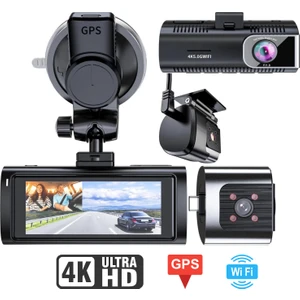 4K UHD Araç Içi Kamera 128GB – Wifi, Gps, Ir Gece Görüşü, Çift Lens Ön-Arka-Iç Kayıt,dashcam