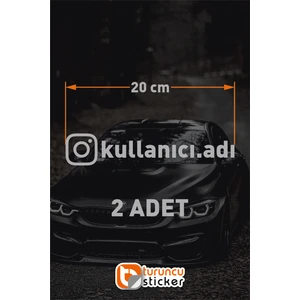 Instagram Logolu Kullanıcı Adı - 2 Adet 20 cm - Araç Kelebek Cam Sticker Etiketi Folyo Kesim