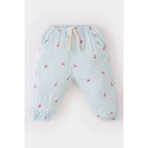 Kız Bebek Beli Lastikli Çiçekli Müslin Pantolon D9093A525SP