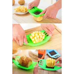 Pratik Bas Kes Patates Doğrama Dilimleme Aparatı Kare Kesme Dilimleme Aparatı