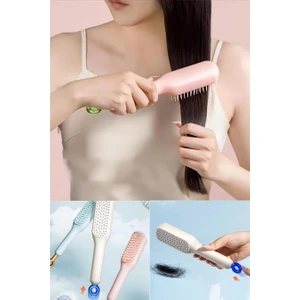 Kendi Kendini Temizleyen Otomatik Tuşlu Saç Tarağı Dolaşık Açıcı Anti-Statik Saç Masaj Fırçası