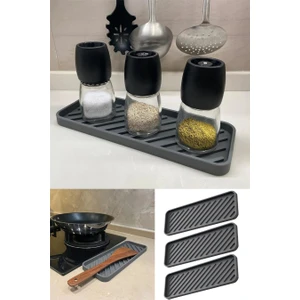 3 Adet Silikon Yağdanlık Yağlık Standı ,çok Amaçlı Organizer Sunumluk ,sabunluk Altlığı , 23X10 cm