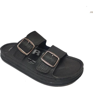 9037-25 Deri Anatomik Çift Bant Erkek Terlik