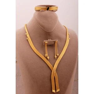 Sümer Telkari Hasır Dorissa Altın Kaplama Elişi Gümüş Set 2744