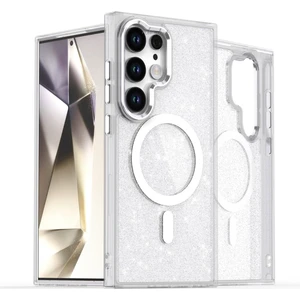 M.tk moveteck Samsung Galaxy S25 Ultra Kılıf Magsafe Wirelles Şarj Destekli Parlak Renkli Kenar Arkası Simli Taşlı