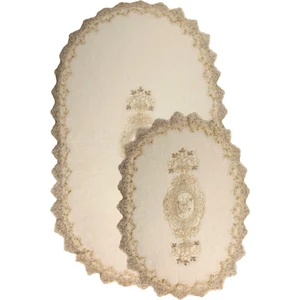 Bonny Home Lisa Krem 2'li Dantelli Klozet Takımı Çeyizlik Banyo Halısı Paspası Seti