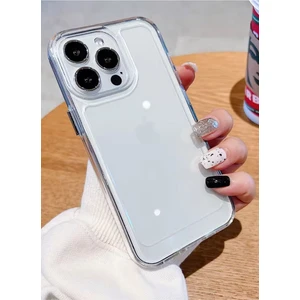iPhone 15 Pro Max - Parlak Metal Tuşlu Kolay Basmalı Darbe Emici Sağlam Vip Şeffaf Kılıf
