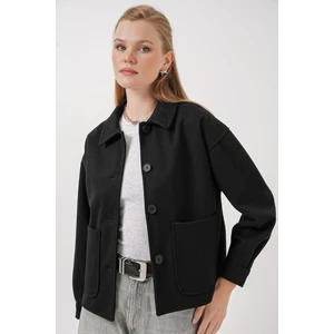 0713 Kadın Kaşe Ceket - Siyah