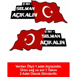 Kişiye Özel Kan Grubu Sticker Araba Oto Motosiklet Karavan Etiket 01369