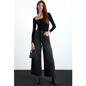 CELETNA Kadın  Organik Pamuk Extra Wide Leg Siyah Jeans