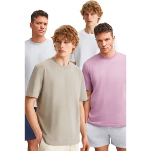 Alessandro Erkek %100 Pamuk Kısa Kollu Regular Fit 3'lü Pmb/ Gri/ Vzn/ Byz T-shirt