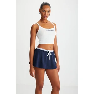 Cerys Kadın Rahat Kesim Mini Belden Baglamali Navy Şort