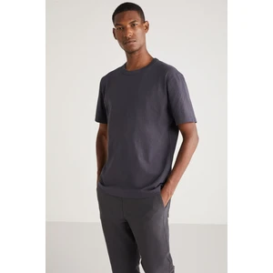 Astons Erkek Relaxed %100 Organik Pamuk Kalın Süprem Dokuma Koyu Gri T-shirt