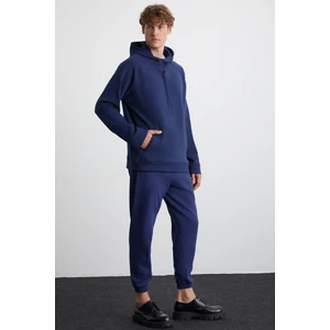 Arragon Erkek Scuba Organik Pamuklu Interlok Kumaşlı Cepli Beli Sport Lastikli Lacivert Eşofman Altı