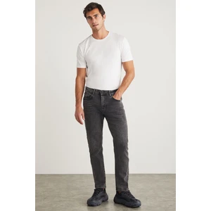 Antonıa Erkek Tappared Fit Boru Paça Kalın Dokulu Esnek Yapılı Magic Denim Kot Gri Jeans