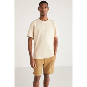 Astons Erkek Relaxed %100 Organik Pamuk Kalın Süprem Dokuma Vanilya T-shirt