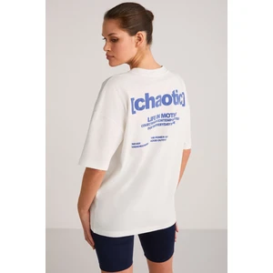 Arcadıa Kadın Arka Ve Önü Yazi Detaylı Ekru/mavi T-shirt