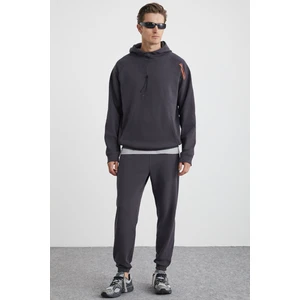 Arragon Erkek Basic Lastikli Paça Yumuşak Kumaş 3 Iplik Organik Pamuk Antrasit Eşofman Altı