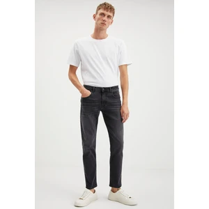 Davın Erkek Denim Kalın Dokulu Slim Fit Kalıplı Antrasit Jeans