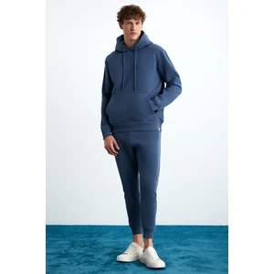 HAKONE Erkek Basic Yumuşacık Regular Fit Lastikli Paça Organik Pamuklu İndigo Eşofman Altı