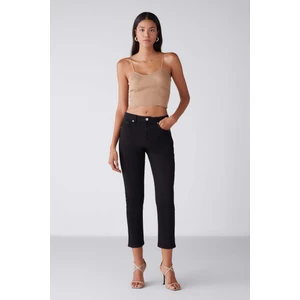 Gına Kadın Skinny Fit Dar Paça Normal Bel Organik Pamuk Comfort Dokuma 5 Cepli Siyah Jeans