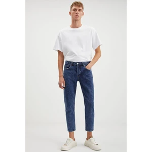 Gılberto Erkek Carrot Fit Havuç Paça Eskitme Yıkamalı Kalın Dokulu Denim Mavi Jeans