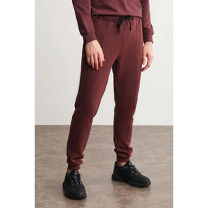 Fabıan Erkek Regular Fit Normal Kesim Önü Nervürlü Kordonlu 3 Iplik Içi Şardonlu Bordo Eşofman Altı