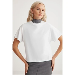 Lottie Kadın Regular Kalıp Bisiklet Yaka %100 Pamuk Kısa Kollu Beyaz T-shirt