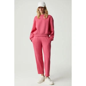 MORGANS Kadın Geniş Paça Oversize Pembe Eşofman Altı