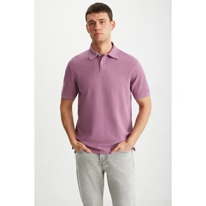 Laporte Erkek Dokulu Kumaşlı Slim Fit Mürdüm Polo Yaka T-Shirt