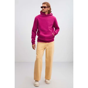 Draco Erkek Yumuşacık Kumaşlı Oversize Kapüşonlu Mürdüm Sweatshirt
