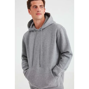 Jorge Erkek Yumuşacık Kapüşonlu Organik Pamuk Kanguru Cepli Regular Açık Gri Sweatshirt