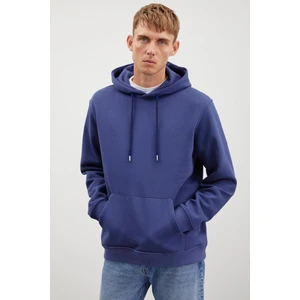 Jorge Erkek Yumuşacık Kapüşonlu Organik Pamuk Kanguru Cepli Regular Lacivert Sweatshirt