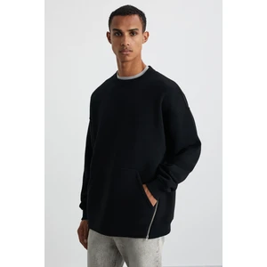 SANTIAGOS Erkek Pamuk-Polyester Siyah Sweatshirt
