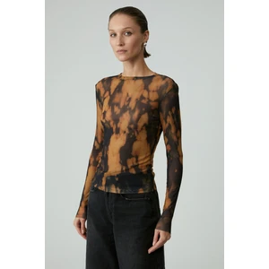 SARAI Kadın Desenli Uzun Kollu Slim Fit Desenli Bluz