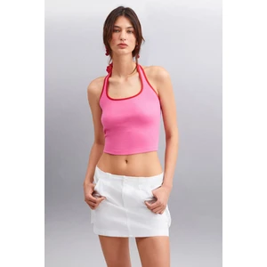 YSABELLA Kadın Crop Pembe Bluz