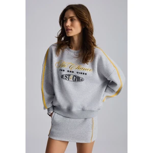 Mıreılle Kadın Baskılı 3 Iplik Örme Organik Pamuk Regular Fit Grimelanj Sweatshirt
