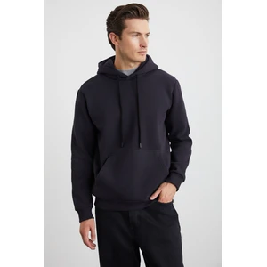 Yokohama Erkek Içi Polarlı Yumuşacık Regular Kanguru Cepli Kapüşonlu Antrasit Sweatshirt