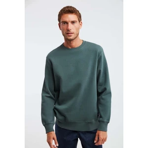 Travis Erkek Yumuşacık Kumaşlı Regular Fit Yuvarlak yakalı Koyu Yeşil Sweatshirt