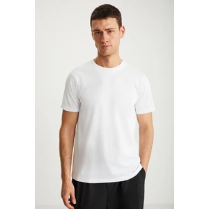 MICHEL Erkek Slim Fit Dar Kesim %100 Organik Pamuklu Basic Örme Beyaz T-Shirt