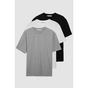 Cultıvated Erkek 3'lü Kalın Dokulu Regular %100 Organik Pamuk Çok Renkli T-shirt