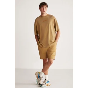 Jeffrey Erkek 2 Li Set Oversize Soluk Efektli Nakışlı Haki Eşofman Takımı